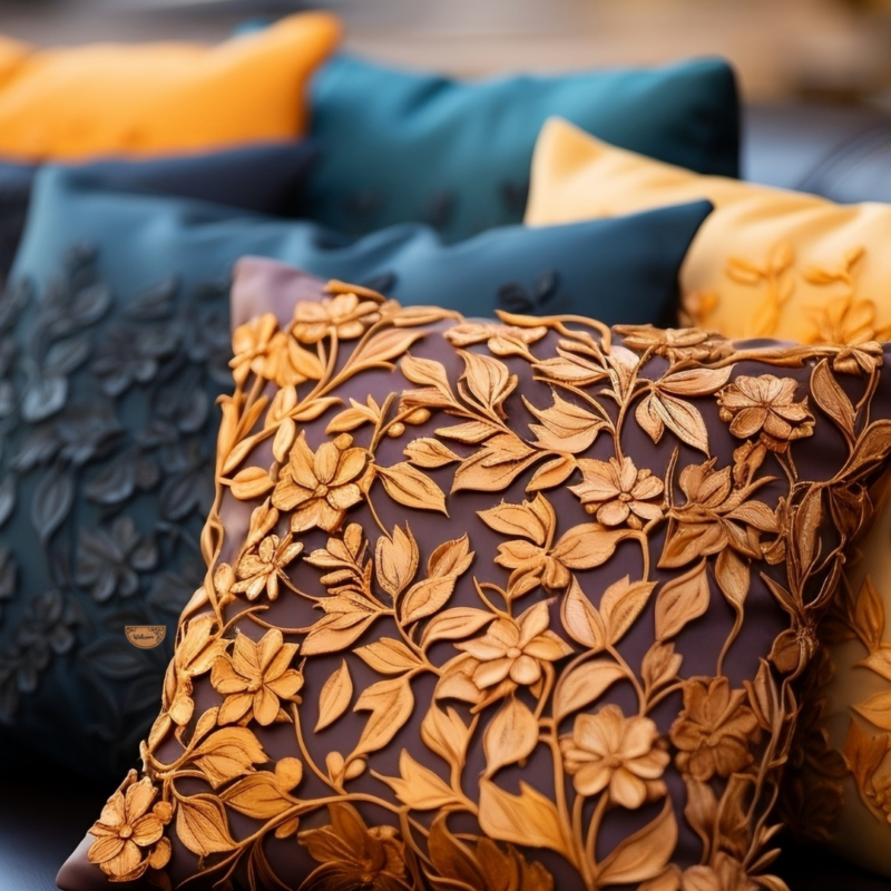 Floral Cushion Set - Golden Blue