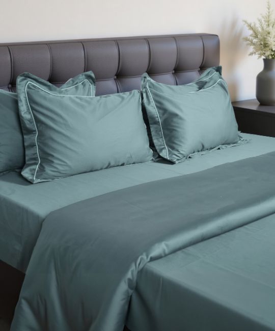 Premium Cotton 300TC Super King SAGE GREEN Bedsheet with 2 Pillow Covers